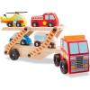 imageMelissa ampamp Doug Emergency Vehicle Carrier Wooden Truck with 4 Rescue VehiclesEnglish Only