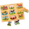 imageMelissa ampamp Doug Farm Sound Puzzle  Wooden Peg Puzzle with Sound Effects 8 pcs