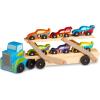 imageMelissa ampamp Doug Mega RaceCar Carrier  Wooden Tractor and Trailer with 6 Unique Race CarsFrustrationFree Packaging