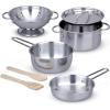 imageMelissa ampamp Doug Stainless Steel Pots ampamp Pans 8 Piece Play Kitchen Set Premium Play Kitchen Accessories ampamp Cooking Utensils Preschool Toys for Kids 3