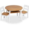 imageMelissa ampamp Doug Wooden Round Table and 2 Chairs Set  Kids Furniture for Playroom Light Woodgrain and White 2Tone Finish TwoTone Round Wooden Toddler And Kids Table And Chairs Activity Furniture SetSet