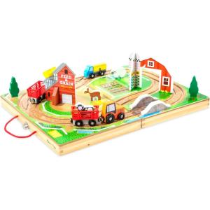 imageMelissa ampamp Doug 17Piece Wooden TakeAlong Tabletop Farm 4 Farm Vehicles Play Pieces Barn Grain House TakeAlong Pretend Play Toy Barn Toys for Toddlers Ages 1