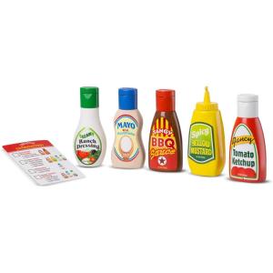 imageMelissa ampamp Doug 5Piece Favorite Condiments Play Food Set Play Ketchup and Mustard Bottles Pretend Food Set for Kids Ages 3Favorite Condiments
