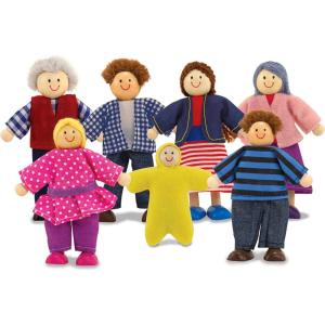 imageMelissa ampamp Doug 7Piece Poseable Wooden Doll Family for Dollhouse 24 inches Each
