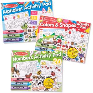 imageMelissa ampamp Doug Activity Pad Bundle  Alphabet Colors ampamp Shapes ampamp Numbers Sticker and Coloing Activity Books for Girls and Boys Great Travel ToyActivity Pad