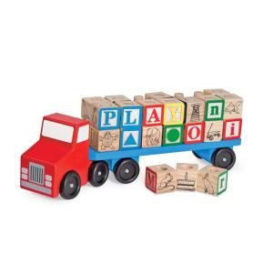 imageMelissa ampamp Doug Alphabet Blocks Wooden Truck Educational Toy