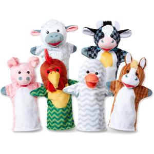 imageMelissa ampamp Doug Barn Buddies Hand Puppets Set of 6 Cow Sheep Horse Duck Chicken PigBarn Buddies