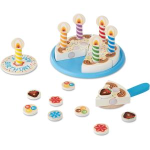 imageMelissa ampamp Doug Birthday Party Cake  Wooden Play Food with MixnMatch Toppings and 7 Candles