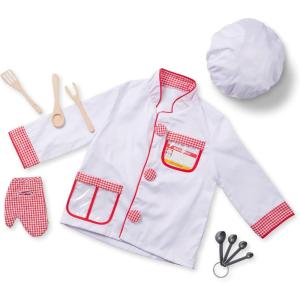 imageMelissa ampamp Doug Chef Role Play Costume DressUp Set 8Piece  Chefs Jacket Hat Name Tag  Pretend Chef Dress up Outift with Realistic Accessories Kids Dress Up for Toddlers ampamp Children Ages 3Standard Packaging