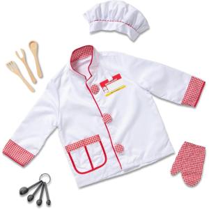 imageMelissa ampamp Doug Chef Role Play Costume DressUp Set 8Piece  Chefs Jacket Hat Name Tag  Pretend Chef Dress up Outift with Realistic Accessories Kids Dress Up for Toddlers ampamp Children Ages 3FrustrationFree Packaging