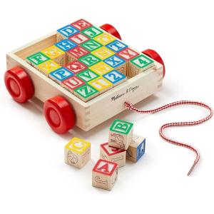 imageMelissa ampamp Doug Classic ABC Wooden Block Cart Educational Toy with 30 1Inch Solid Wood Blocks Multicolor