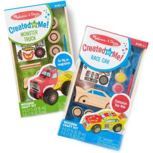 imageMelissa ampamp Doug DecorateYourOwn Wooden Craft Kits Set  Race Car and Monster Truck