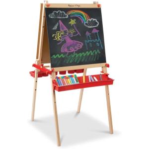 imageMelissa ampamp Doug Deluxe Magnetic Standing Art Easel with Chalkboard DryErase Board and 39 Letter and Number Magnets  FSC Certified