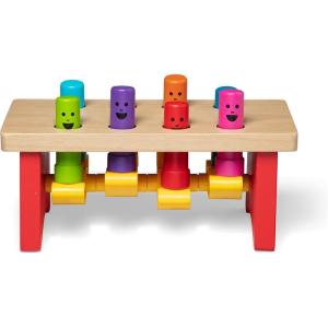 imageMelissa ampamp Doug Deluxe Pounding Bench Wooden Preschool Learning Toy with Mallet100 x 50 x 42