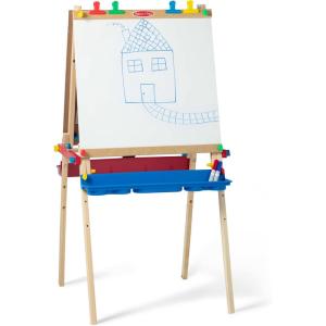 imageMelissa ampamp Doug Deluxe Standing Art Easel  DryErase Board Chalkboard Paper RollerStandard Packaging