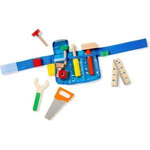 imageMelissa ampamp Doug Deluxe Tool Belt Set  5 Wooden Tools 8 Building Pieces Adjustable BeltEnglish Only