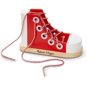 imageMelissa ampamp Doug Deluxe Wood Lacing Sneaker  Learn to Tie a Shoe Educational Toy