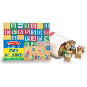imageMelissa ampamp Doug Deluxe Wooden ABC123 1Inch Blocks Set with Storage Pouch 50 pcs