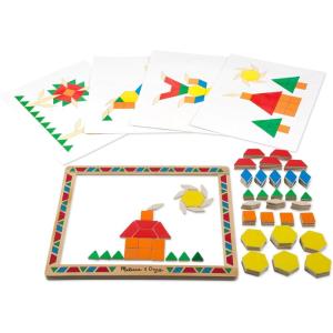 imageMelissa ampamp Doug Deluxe Wooden Magnetic Pattern Blocks Set  Educational Toy with 120 Magnets and Carrying Case MultiNone 1 EA English OnlyEnglish Only