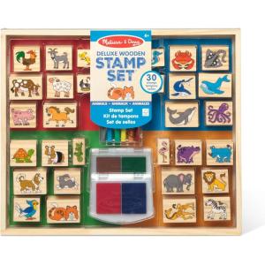 imageMelissa ampamp Doug Deluxe Wooden Stamp Set Animals  30 Stamps 6 Markers 2 Stamp PadsDeluxe Wooden Stamp Set  Animals