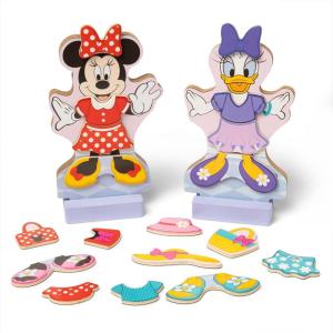 imageMelissa ampamp Doug Disney Minnie Mouse and Daisy Duck Deluxe Wooden Magnetic DressUp 2 Fashion Dolls with Stands for Pretend Play 52 Pieces  FSC Certified