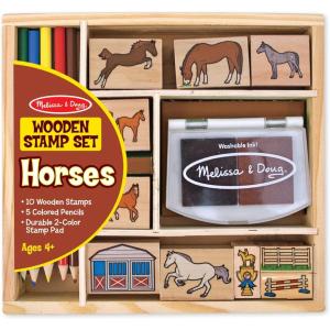 imageMelissa ampamp Doug Disney Princess Wooden Stamp Set 9 Stamps 5 Colored Pencils and 2Color Stamp Pad Disney Princess Coloring Stamps with Washable Ink for Kids Ages 4Horse Stable
