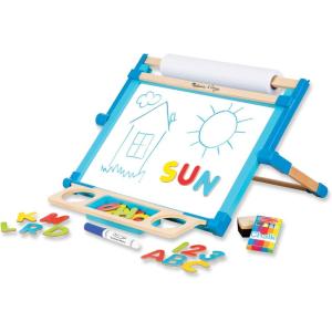 imageMelissa ampamp Doug DoubleSided Magnetic Tabletop Art Easel  DryErase Board and ChalkboardDeluxe DoubleSided Tabletop Easel