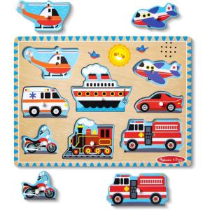 imageMelissa ampamp Doug Farm Animals Sound Puzzle  Wooden Peg Puzzle with Sound Effects 8 pcsVehicles