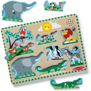 imageMelissa ampamp Doug Farm Animals Sound Puzzle  Wooden Peg Puzzle with Sound Effects 8 pcsZoo Animals