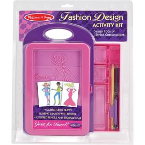 imageMelissa ampamp Doug Fashion Design Art Activity Kit  9 DoubleSided Rubbing Plates 4 Pencils Crayon  Fashion Plates Travel Toys for Kids Ages 5Fashion Design