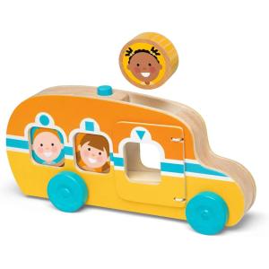 imageMelissa ampamp Doug GO Tots Wooden Roll ampamp Ride Bus with 3 Disks School Bus Toys for Babies and Toddlers  FSCCertified Materials