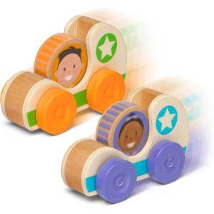 imageMelissa ampamp Doug GO Tots Wooden Star Cars 2 Cars 2 Disks Stacking Toys for Infants Hand Push Vehicles Wooden Car Toys for Toddlers Ages 1  FSCCertifiedStar Cars