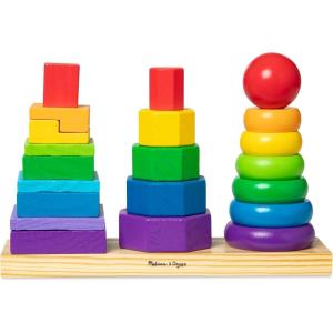 imageMelissa ampamp Doug Geometric Stacker  Wooden Educational Toy25 countpack of 1Geometric