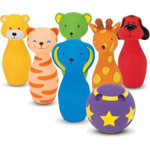 imageMelissa ampamp Doug Ks Kids Bowling Friends Play Set and Game with 6 Pins and Convenient Carrying Case  Indoor Outdoor Bowling Set Soft Plastic Animal Bowling Pins Toddler Bowling for Ages 2