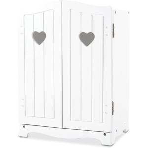 imageMelissa ampamp Doug Mine to Love Wooden Play Armoire Closet for Dolls Stuffed Animals  White 173H x 124W x 85D Assembled Wooden Pretend Play Closet Doll Wardrobe