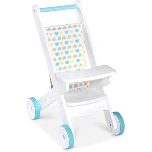 imageMelissa ampamp Doug Mine to Love Wooden Play Stroller for Dolls Stuffed Animals  White 18H x 8W x 11D Assembled