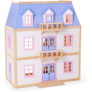 imageMelissa ampamp Doug Modern Wooden MultiLevel Dollhouse With 19 pcs Furniture White