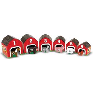 imageMelissa ampamp Doug Nesting and Sorting Barns and Animals with 6 Numbered Barns and Matching Wooden Animals