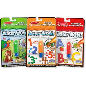 imageMelissa ampamp Doug On The Go Water Wow Reusable WaterReveal Activity Pads 3pk Colors and Shapes Fairy Tales AnimalsBundle Animals  Alphabet  Numbers