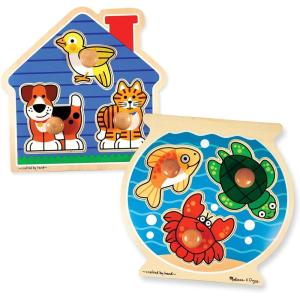 imageMelissa ampamp Doug Pets Jumbo Peg Wooden Puzzle Animal Puzzles Peg Puzzles for Toddlers Ages 1Fish  Pets
