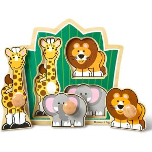 imageMelissa ampamp Doug Pets Jumbo Peg Wooden Puzzle Animal Puzzles Peg Puzzles for Toddlers Ages 1Safari Animals