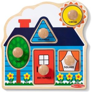 imageMelissa ampamp Doug Pets Jumbo Peg Wooden Puzzle Animal Puzzles Peg Puzzles for Toddlers Ages 1Shapes