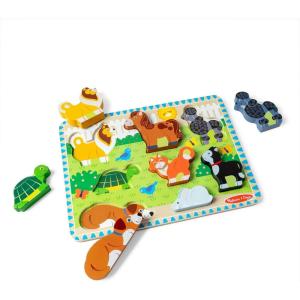 imageMelissa ampamp Doug Pets Wooden Chunky Puzzle 8 pcs Educational Screen Free Activity for Toddler Preschoolers and Kids Ages 2Pets