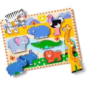 imageMelissa ampamp Doug Pets Wooden Chunky Puzzle 8 pcs Educational Screen Free Activity for Toddler Preschoolers and Kids Ages 2Safari