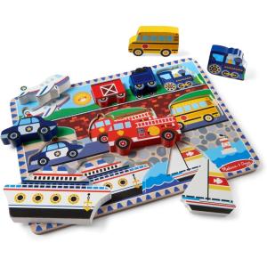 imageMelissa ampamp Doug Pets Wooden Chunky Puzzle 8 pcs Educational Screen Free Activity for Toddler Preschoolers and Kids Ages 2Vehicles