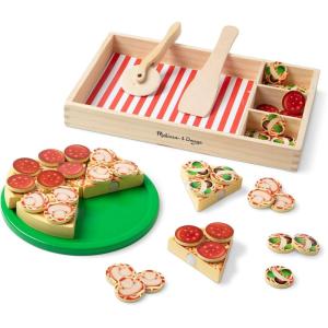 imageMelissa ampamp Doug Pizza Party Wooden Play Food Set With 54 Toppings