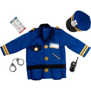 imageMelissa ampamp Doug Police Officer Costume DressUp Set for Kids 8Piece  Pretend Play Uniform with Badge Hat Handcuffs ampamp Accessories  Role Play Outfit for Toddlers ampamp Children Ages 3