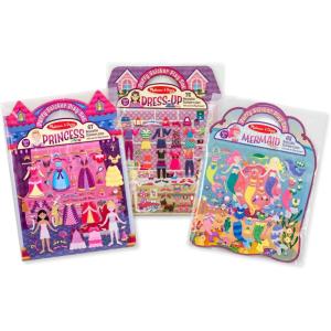 imageMelissa ampamp Doug Puffy Sticker Activity Books Set of 3  DressUp Princess ampamp Mermaid with 208 Reusable Stickers and FoldOut Scenes MessFree Travel Toys for Kids Ages 4  FSC CertifiedDressUp  Princess  Mermaid