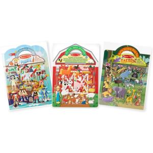 imageMelissa ampamp Doug Puffy Sticker Activity Books Set of 3  DressUp Princess ampamp Mermaid with 208 Reusable Stickers and FoldOut Scenes MessFree Travel Toys for Kids Ages 4  FSC CertifiedPirate  Safari  Farm