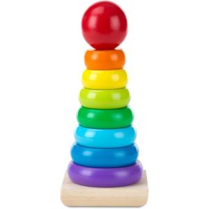 imageMelissa ampamp Doug Rainbow Stacker Wooden Ring Educational Toy  Wooden Stacking Rings Stacker Toys for Toddlers Ages 2
